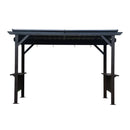 6.5x12FT Hardtop Grill Gazebo with Side Shelves and Steel Roof