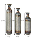 Modern Droplet Shaped Floor Vase Set, Glazed Metal Decorative Vases 3 Piece Home Accent For Living Room - Gold / White by HouseOfZazla
