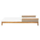 Solid Acacia Wood Sun Lounger with Beige Cushions and Light Grey Wicker by HouseOfZazla