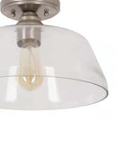 Catalina 13"W 1-Light Semi Flush Mount Vintage Light Fixture Brushed Nickel Finish with Glass Shade by LampsUSA