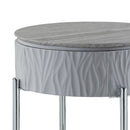Yukino - End Table - Gray High Gloss & Chrome