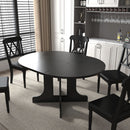 Dining Table For Farmhouse Kitchen Expandable Oval Table Top With Removable Leaf Trestle X Shaped Base - Black by Unique Piece Furniture