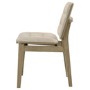 Redbridge Velvet Upholstered Side Chair Cream and Natural Oak (Set of 2)