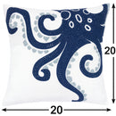 Octopus Patterned Pillow Cover With Matching Back - White by Unique Piece Furniture