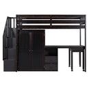 Loft Bed With Stairs, Bookshelf, Drawers, Desk & Wardrobe, Space Saving Multifunctional Furniture by HouseOfZazla