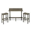 3-Piece Balcony Bar Set with Bottom Shelf Table and 2 Stools, Grey Finish by Montret