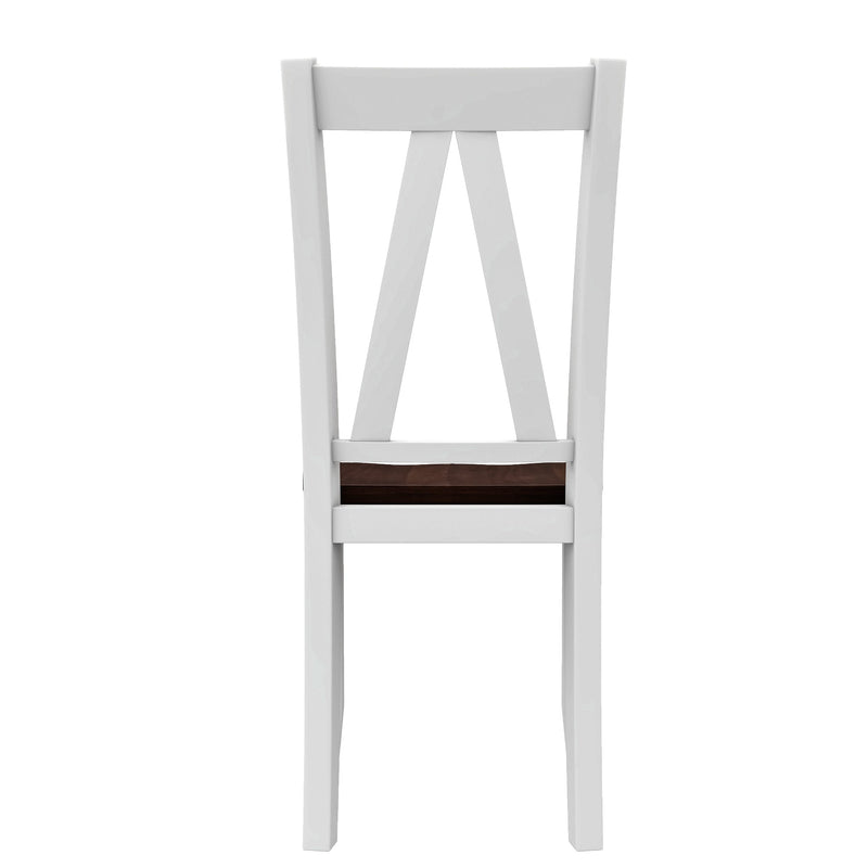 6-Piece Wood Dining Table Set Kitchen Table Set with Long Bench and 4 Dining Chairs, Farmhouse Style, Walnut+White