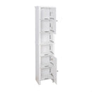 Wooden Bathroom Floor Storage Cabinet With 2 Doors And 6 Shelves - White