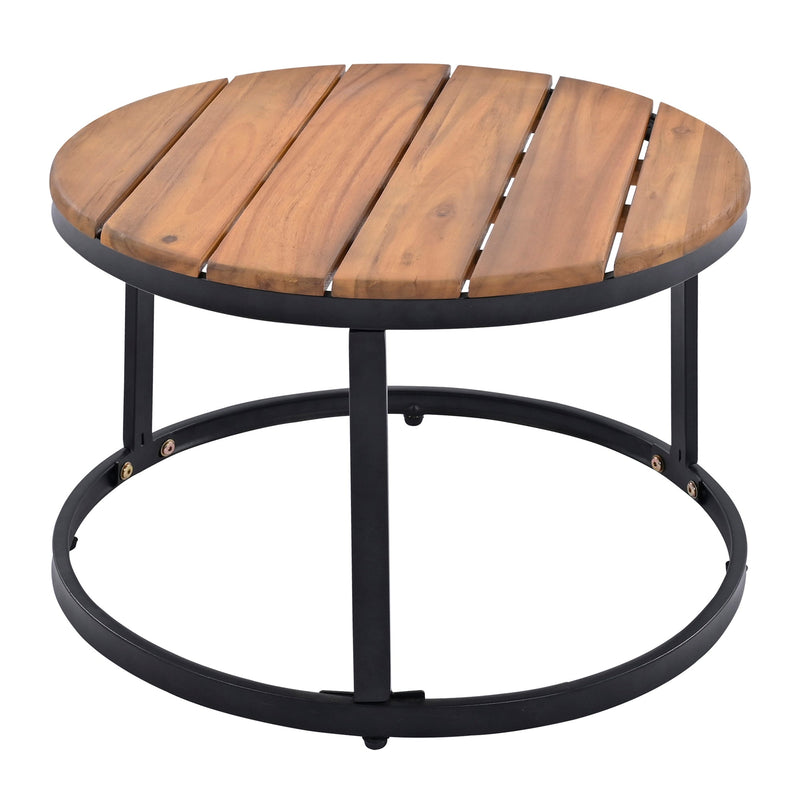 6-Piece Outdoor Sectional Sofa Set with Round Nesting Coffee Tables and Seating Sofa with Cushions for Patio, Porch and Garden (Beige)