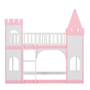 Twin Over Twin Castle Bunk Bed With Ladder - Pink by Unique Piece Furniture