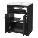 Bathroom Vanity With Integrated Sink, 2 Door Cabinet With Tip Out Drawer, Rectangular Design by Unique Piece Furniture