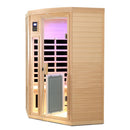 Low Emf Front Door With Heating Panel 2 Persons Hemlock Far Infrared Corner Indoor Sauna Room - Natural by HouseOfZazla