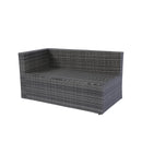 5 Pieces PE Rattan sectional Outdoor Furniture Cushioned U Sofa set with 2 Pillow Grey wicker + Black Cushion