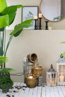 Decorative 3 Tier Bucket Fountain With Lights And Pump - Brown by HouseOfZazla