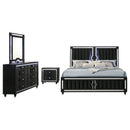 Ravenne 4-piece Velvet Upholstered Eastern King LED Bedroom Set Black