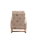 26.8"W Modern Rocking Chair for Nursery, Mid Century Accent Rocker Armchair With Side Pocket, Upholstered High Back Wooden Rocking Chair for Living Room Baby Kids Room Bedroom, Beige Boucle