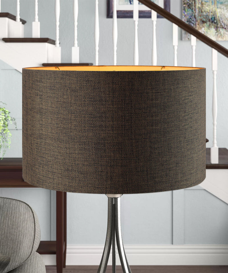 Chocolate Burlap Shallow Drum Lampshade 18"x18"x10"