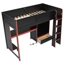 Gaming Loft Bed With Built In Desk, Wardrobe, LED Lighting And Drawer by HouseOfZazla