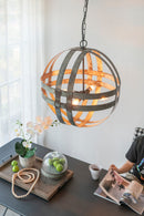 4 - Light Galvanized Chandelier, Hanging Light Fixture with Adjustable Chain for Kitchen Dining Room Foyer Entryway, Bulb Not Included