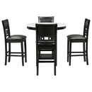 5-piece Counter Height Dining Round Table Set with One Faux Marble Top Dining Table and Four PU-leather Chairs,Dark Espresso
