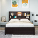 Platform Bed With Bookcase Headboard, Built-In Downlight, Charging Station, And 2 Side Drawers by HouseOfZazla
