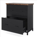 2 Drawer Lateral File Cabinet, A4 / Letter Size, Heavy Duty Storage For Home Office - Brown / Black by HouseOfZazla