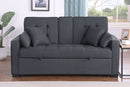 Cody II - Convertible Sleeper Loveseat With Cup Holder, Charging Ports and Pocket - Dark Gray by HouseOfZazla