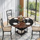 Round Dining Table For 4 With Storage Shelf - Brown / Black by HouseOfZazla