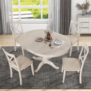 Modern Dining Table Set For 4, Round Table And 4 Kitchen Room Chairs, 5 Piece Kitchen Table Set For Dining Room, Dinette, Breakfast Nook by HouseOfZazla