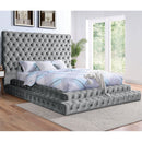 Tufted Oversized Headboard Platform Bed With Fully Upholstered Frame by HouseOfZazla