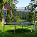 15FT Trampoline with Basketball Hoop Inflator and Ladder (Inner Safety Enclosure) Blue