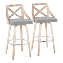 Charlotte - Farmhouse Fixed Height Bar Stool With Swivel And Round Footrest (Set of 2) by HouseOfZazla