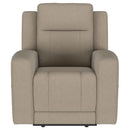 Slater - 3 Piece Upholstered Reclining Sofa Set And Built In Storage - Taupe