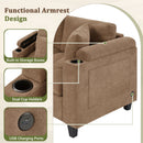 U Shaped Sectional Sofa, Corner Living Room Couch With Built In Cup Holders, Storage, USB Ports