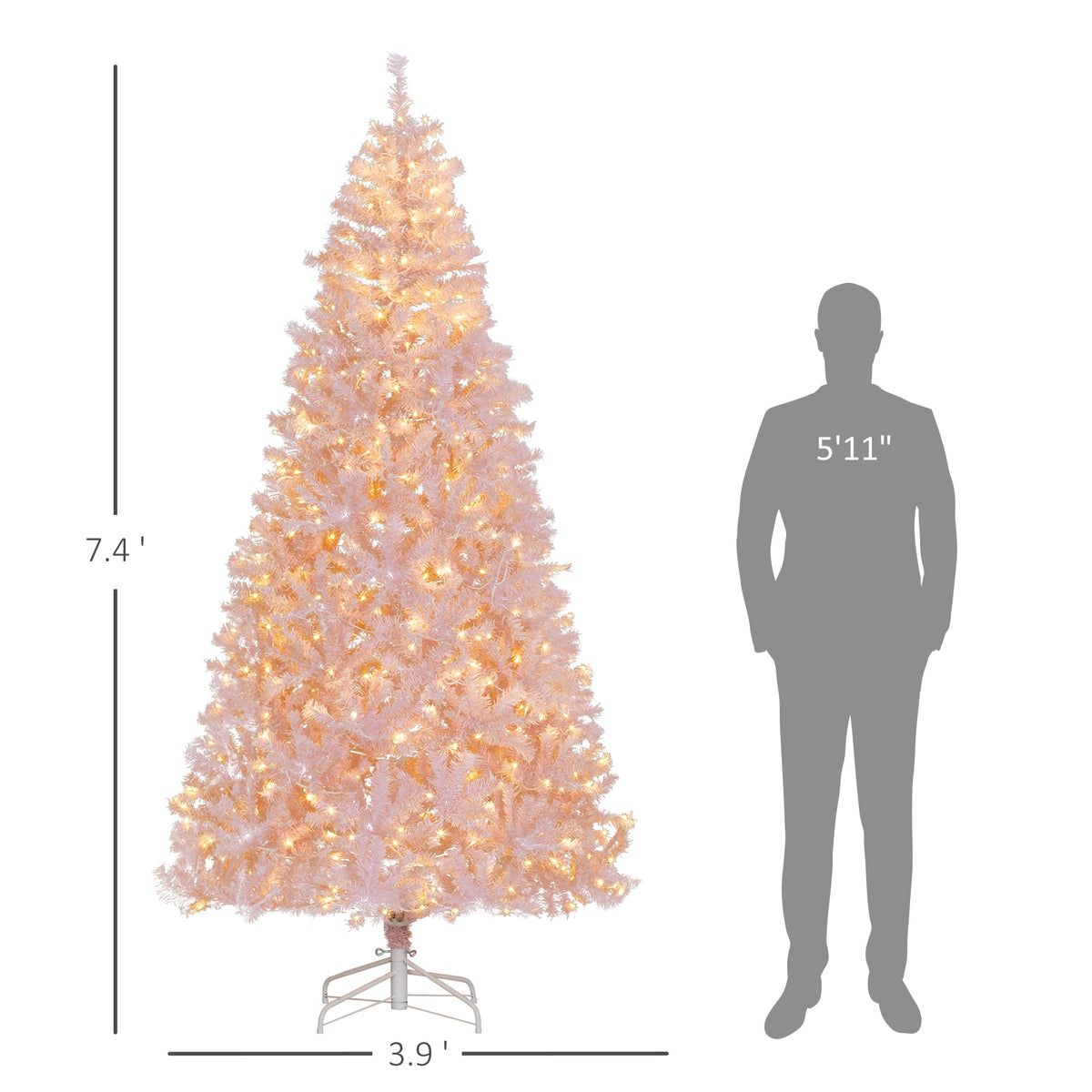 HOMCOM 7.5' Tall Prelit Christmas Tree, photo 7 of 10