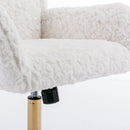 Office Chair, Artificial Rabbit Hair Home Office Chair With Metal Base, Adjustable Desk Chair Swivel Office Chair, Vanity Chair by HouseOfZazla