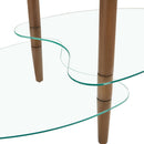 Transparent Oval Glass Coffee Table, Modern Table In Living Room Oak Wood Leg Tea Table 3-Layer Glass Table by HouseOfZazla