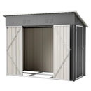 4x8 Slope-Roof Reinforced Storage Shed with Weatherproof Sloping Roof & 4 Air Vents, Heavy-Duty Sturdy Metal Frame, Left/Right Optional Door, Outdoor Tool Shed Warehouse for Garden Storage Pet House by Montret