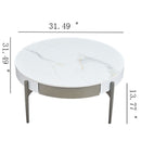 Modern Round Coffee Table With Storage Drawers Handcrafted Ceramic Inlay Tabletop 2 Tone Wood Legs Scandinavian Living Room Center Table - White / Gray by HouseOfZazla