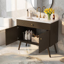 36" Luxury Striped Bathroom Vanity, Soft-Close Dual-Door Storage & Premium Ceramic Sink by HouseOfZazla