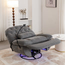 270 Degree Swivel Power Recliner with Voice Control, Bluetooth Music Player,USB Ports, Atmosphere Lamp, Hidden Arm Storage and Mobile Phone Holder for Living Room, Bedroom, Apartment, Grey