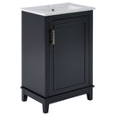 Modern Small Bathroom Vanity Cabinet With Ceramic Basin, Ample Storage, 1 Soft Close Door by HouseOfZazla