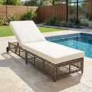 Outdoor Lounge Chair With 5 Position Backrest With Cushion And Wheels
