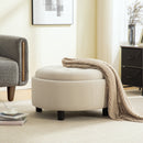 29.33"W Upholstered Round Ottoman With Reversible Lid