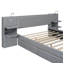 Upholstered Platform Bed With Reading Lights, Drawers, Trundle And Shelves by HouseOfZazla