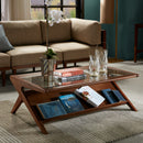 Coffee Table With Tempered Glass Top - Walnut by HouseOfZazla