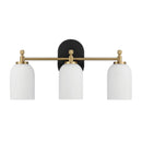 Meadows - 3 Lights Vanity Brush Bathroom Wall Light For Bathroom Over Mirror - Black / Gold / White by Unique Piece Furniture