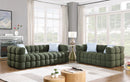 84.3/62.2 length, 35.83" deepth, human body structure for USA people, marshmallow sofa,boucle sofa, olive green color,3 seater. sofa and loveseater