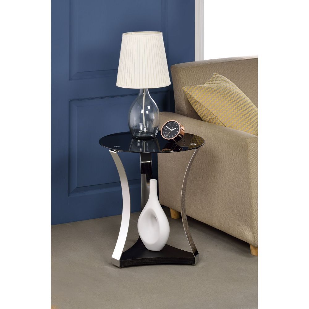 Geiger - End Table - Black Glass & Chrome, photo 4 of 4