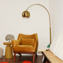 Oasis - Long Arm Gold Adjustable Floor Lamp With Round Marble Base - Gold / White Marble by HouseOfZazla